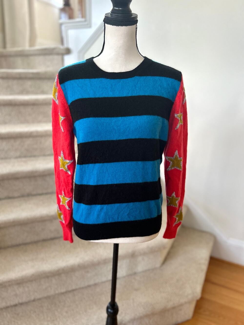 Replica Los Angeles Blue Black Stripe Red Gold Metallic Star Sleeve Cashmere